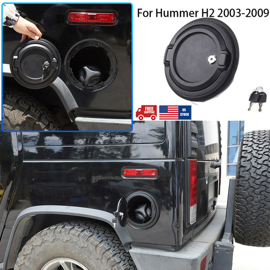For Hummer H2 2003-2009 Black Locking Fuel Door Gas Tank Cap Cover Aluminum US 1