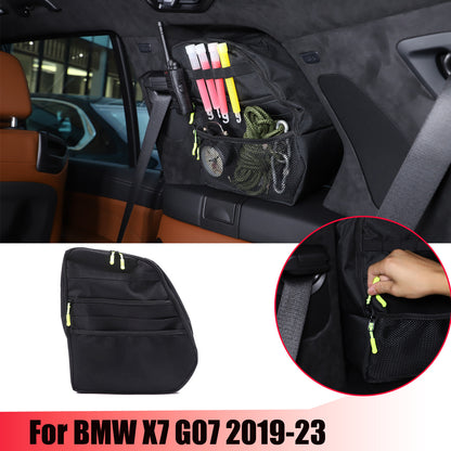 Black Rear Trunk Side Storage Bag Pockets Organizer For BMW X7 G07 2019-23 1