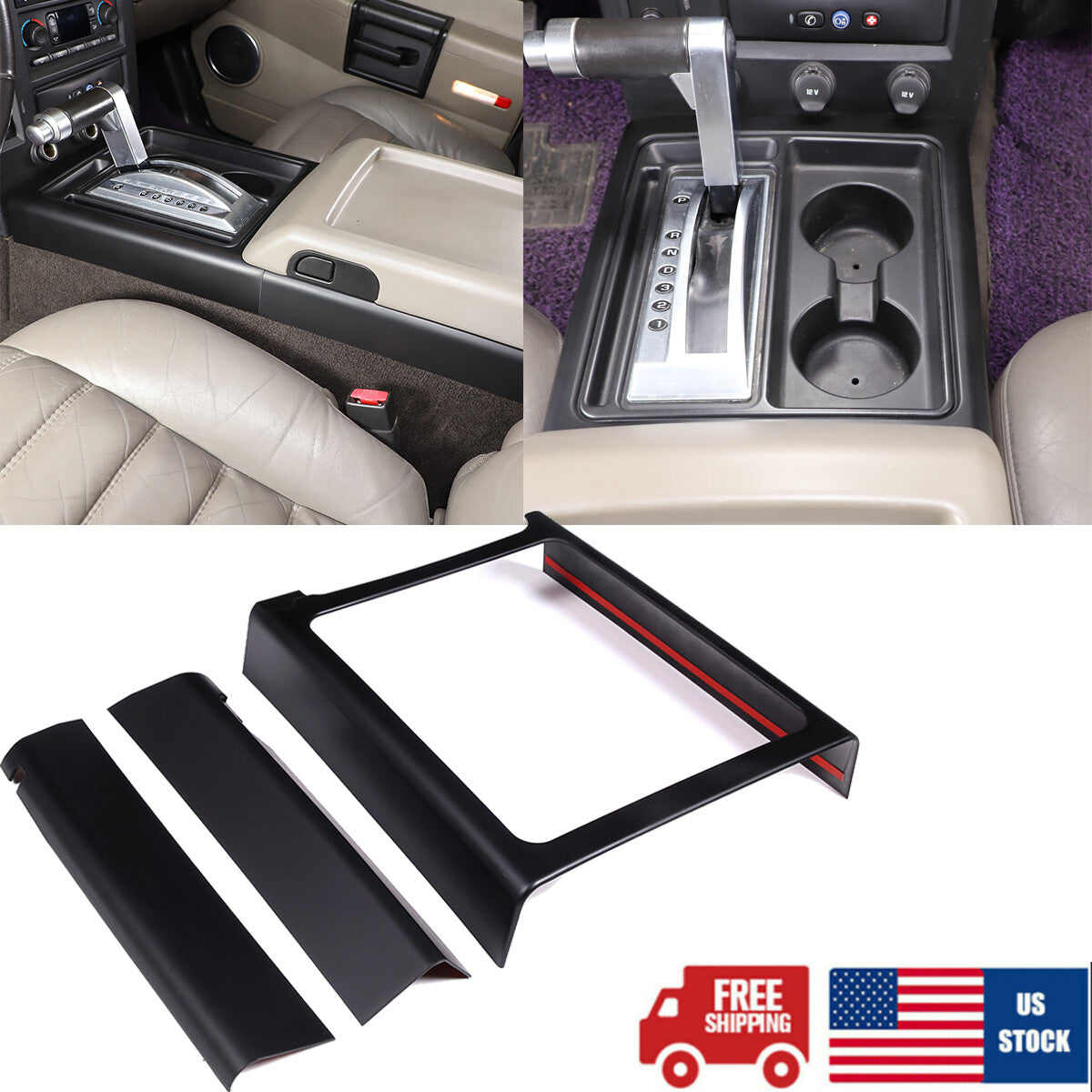 Matte Black Interior Gear Shift Panel Side Trim Cover For Hummer H2 2003-2007 US 1