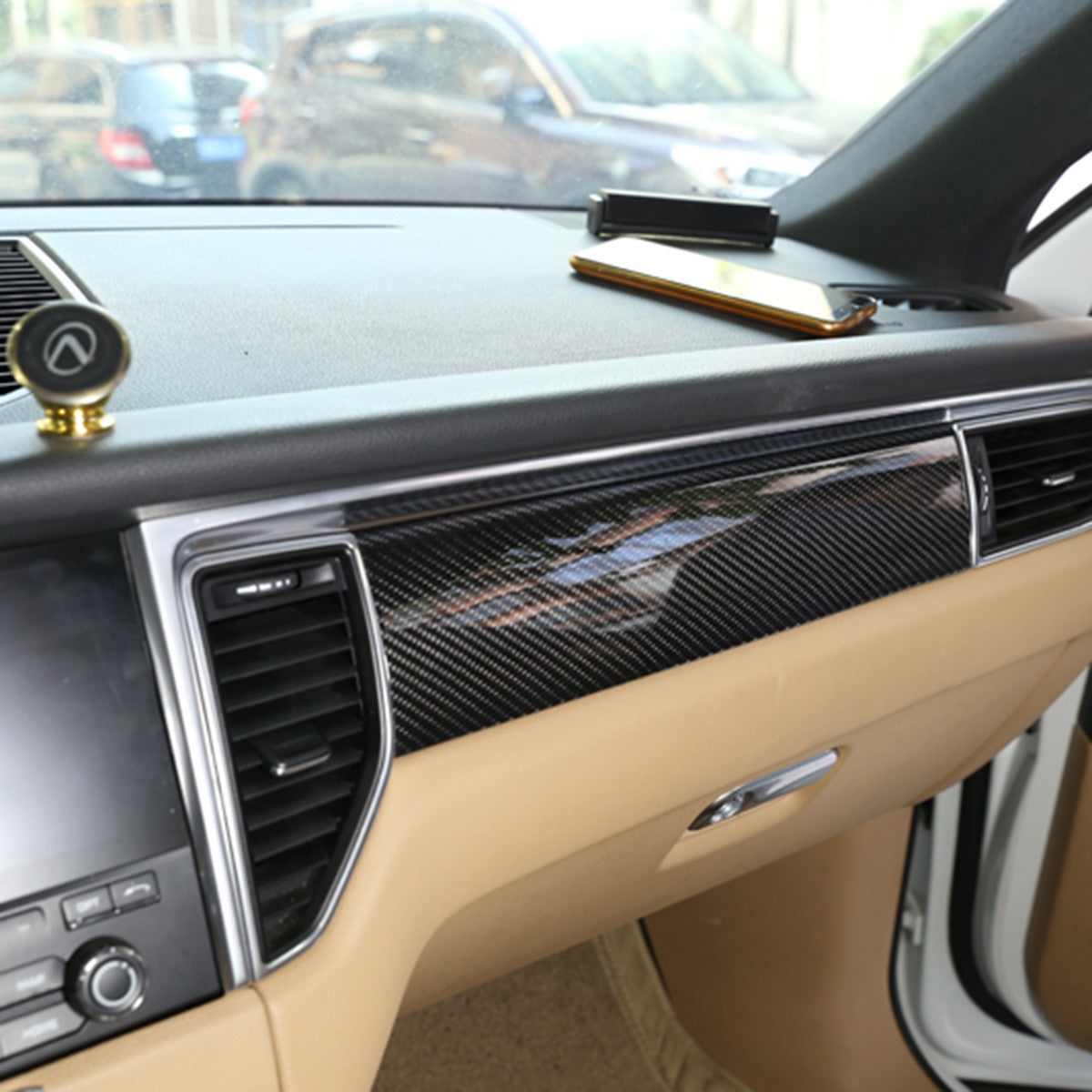 Real Dry Carbon Fiber Center Console Trim For Porsche Macan 95B 2014-2017 7