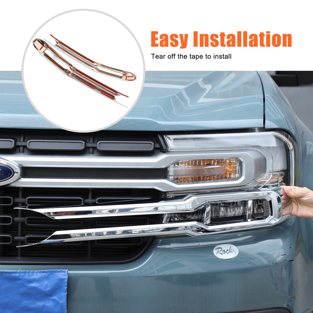 Glossy Piano Black Front Grille Cross Bar Trim For Ford Maverick 2022-2024 7
