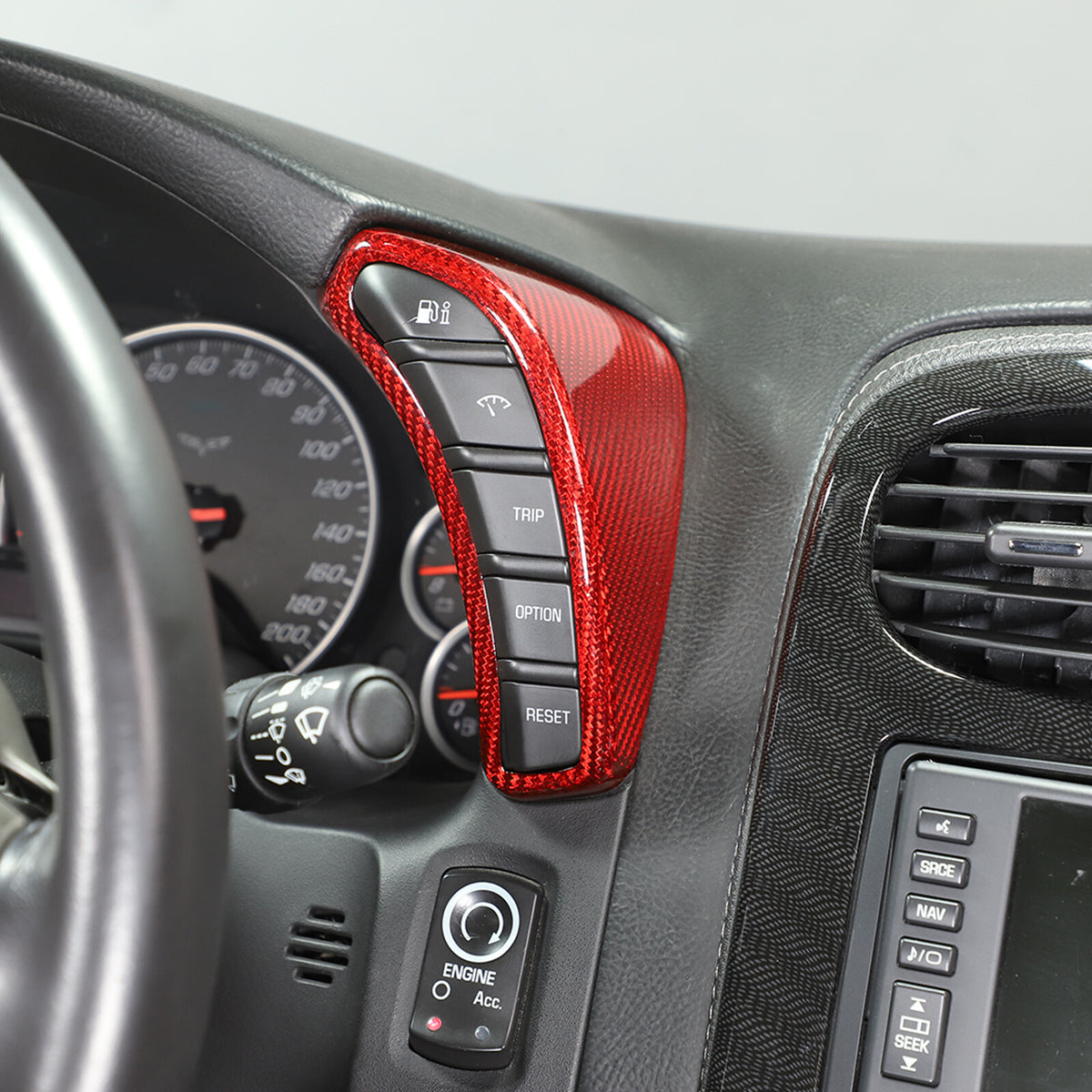 Red Carbon Fiber Dashboard Speedometer Side Cover Trim For Corvette C6 2005-13 9