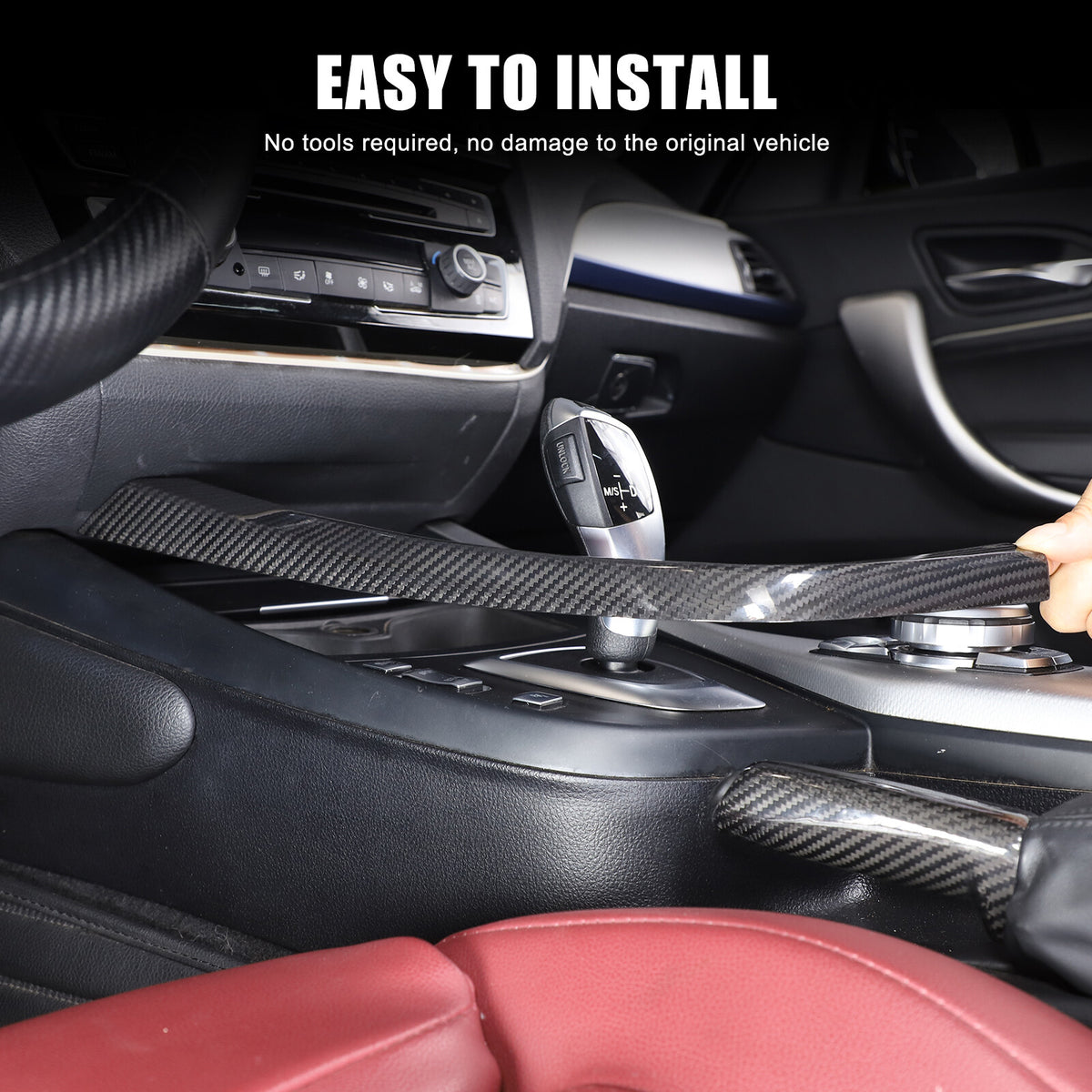 Real Carbon Fiber Gear Shift Side Trim L Strip For BMW 2 Series F22 F23 2014-19 7