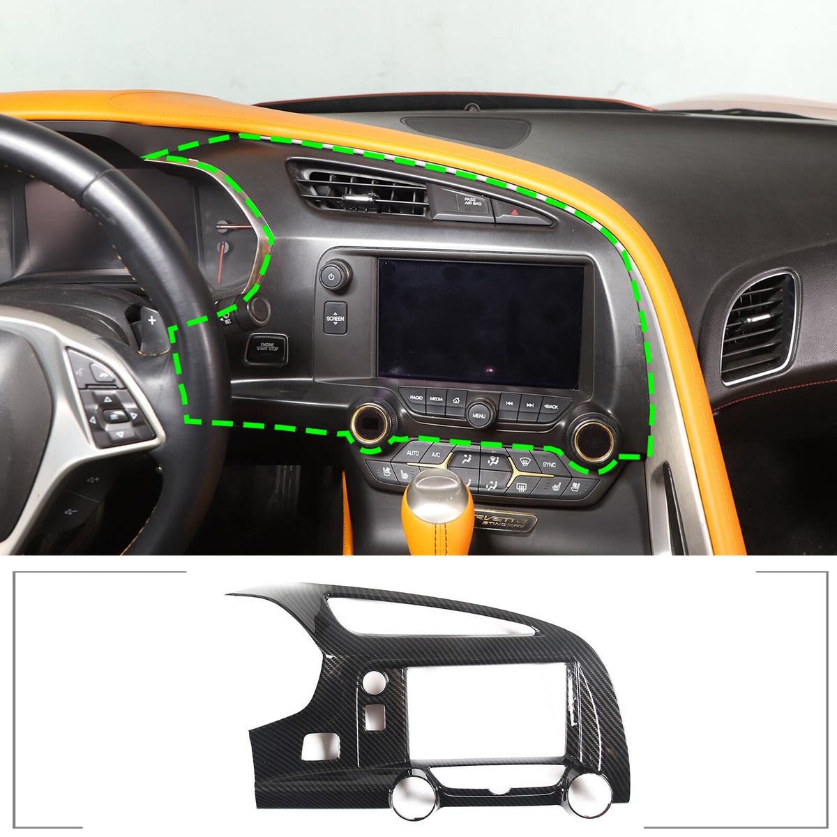 ABS Carbon Interior Center Dashboard AC Air Vent Cover For Corvette C7 14-19 3