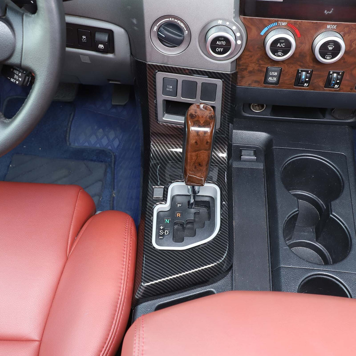 Carbon Fiber Style Center Console Cover Trim Frame For Toyota Tundra 2007-2013 5