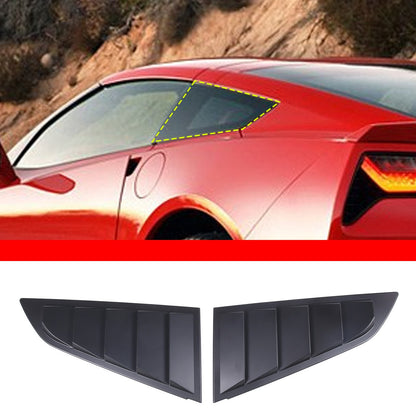 ABS Matte Black Rear Side Window Louver Shutter Trim For Corvette C7 2014-2019 2