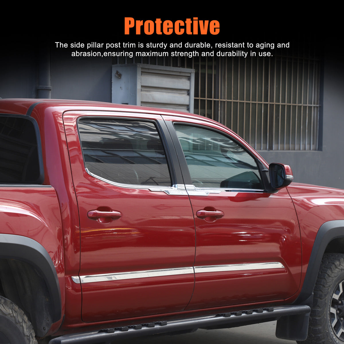 Silver Exterior Window Bottom Sill Trim Strip For Toyota Tacoma 2015-2022 4