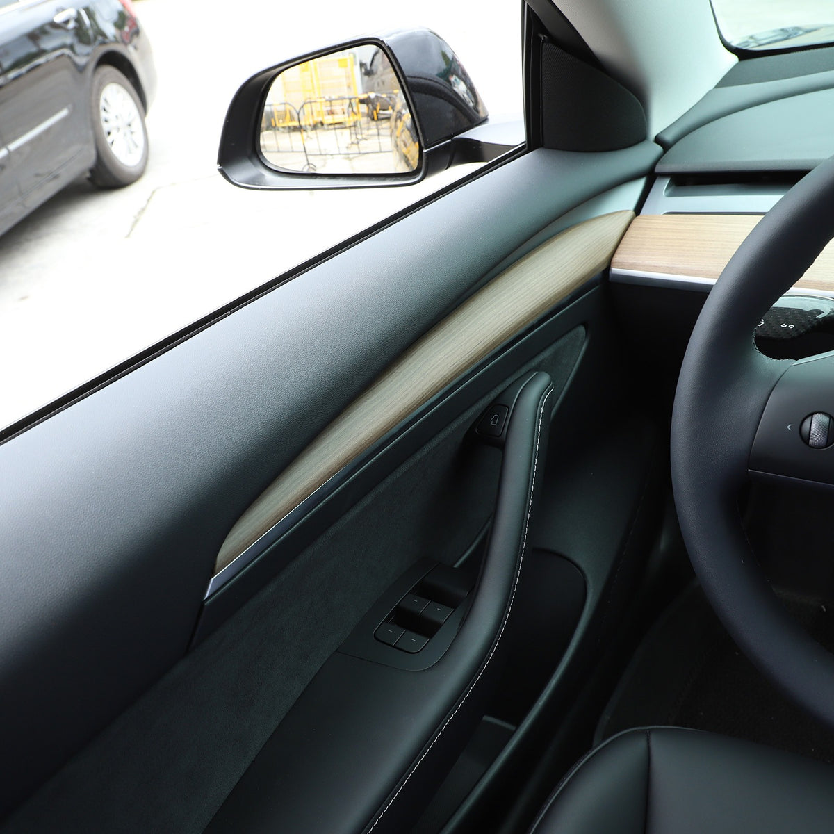 Pear Wood Grain ABS Interior Door Panel Trim For Tesla Model 3/Y 2021-2022 10