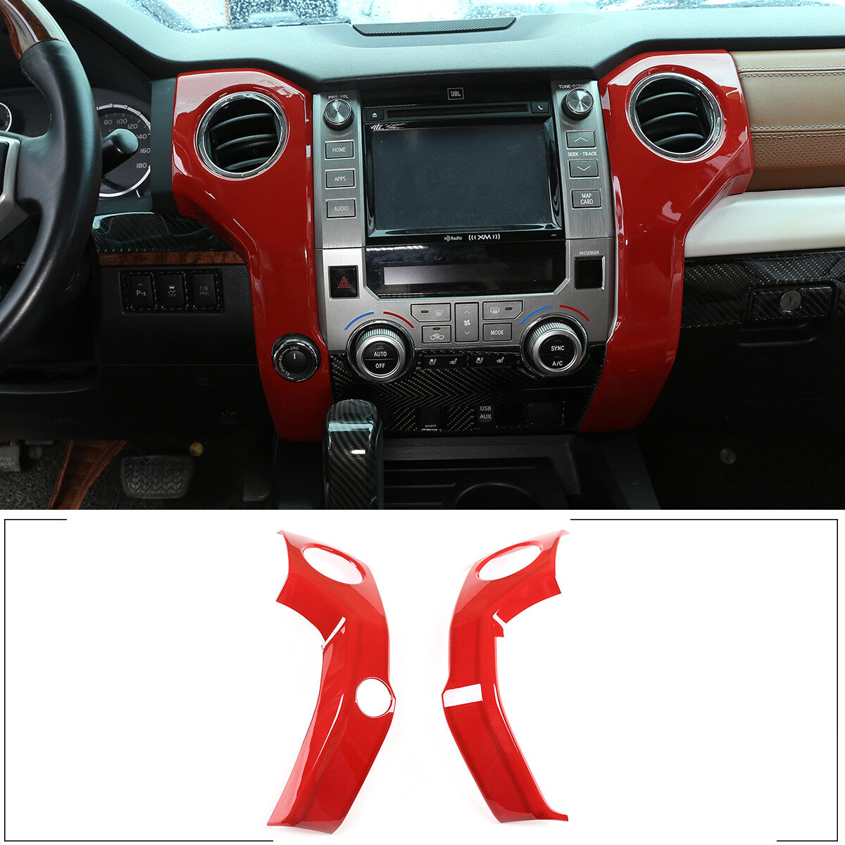 2pcs For Toyota Tundra 14-21 Red ABS Central Control Air Vent Outlet Cover Trim 1