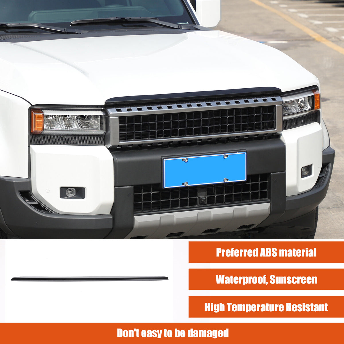 Glossy Black Front Grille Upper Engine Hood Trim For Toyota Land Cruiser LC250 2