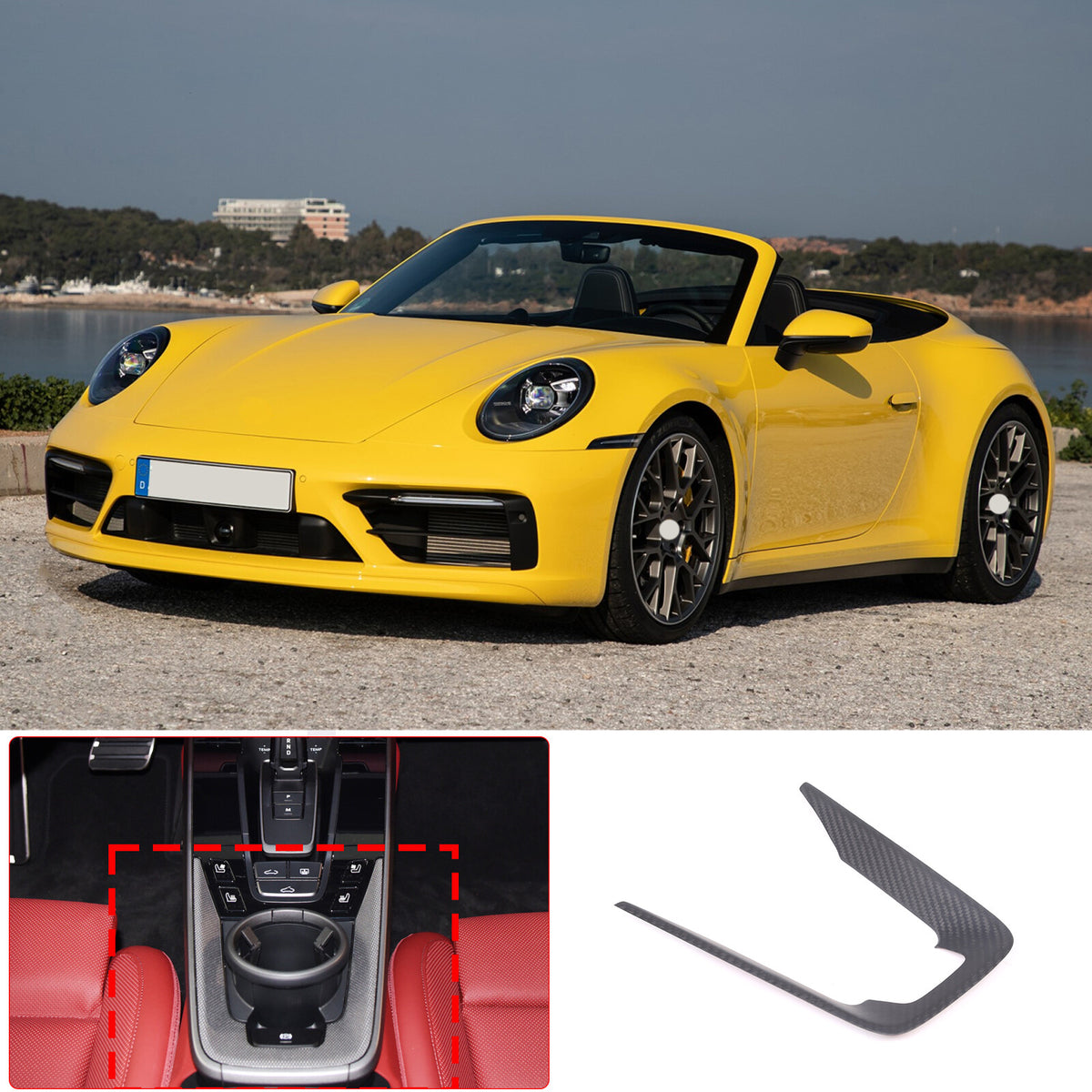 Matte Real Carbon Fiber Center Console Storage Box Cover Trim For Porsche 911 6