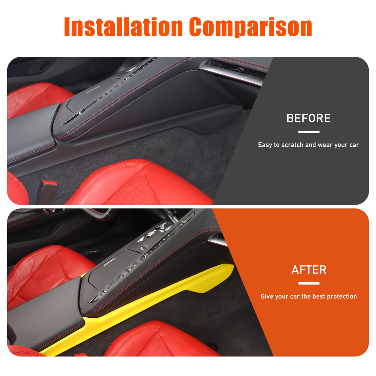 Yellow ABS Center Console Lower Armrest Box Panel Trim For Corvette C8 2020+ 22