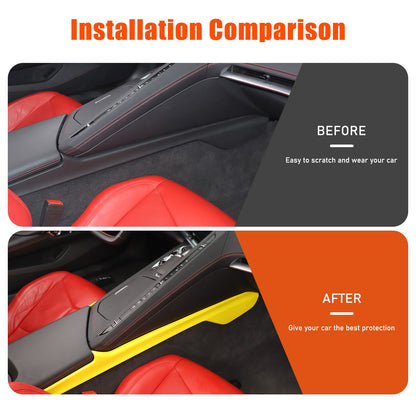 Yellow ABS Center Console Lower Armrest Box Panel Trim For Corvette C8 2020+ 22
