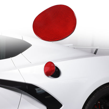 Replacement Red Real Carbon Fiber Fuel Tank Cap Lid Cover For Corvette C8 20+ US 21