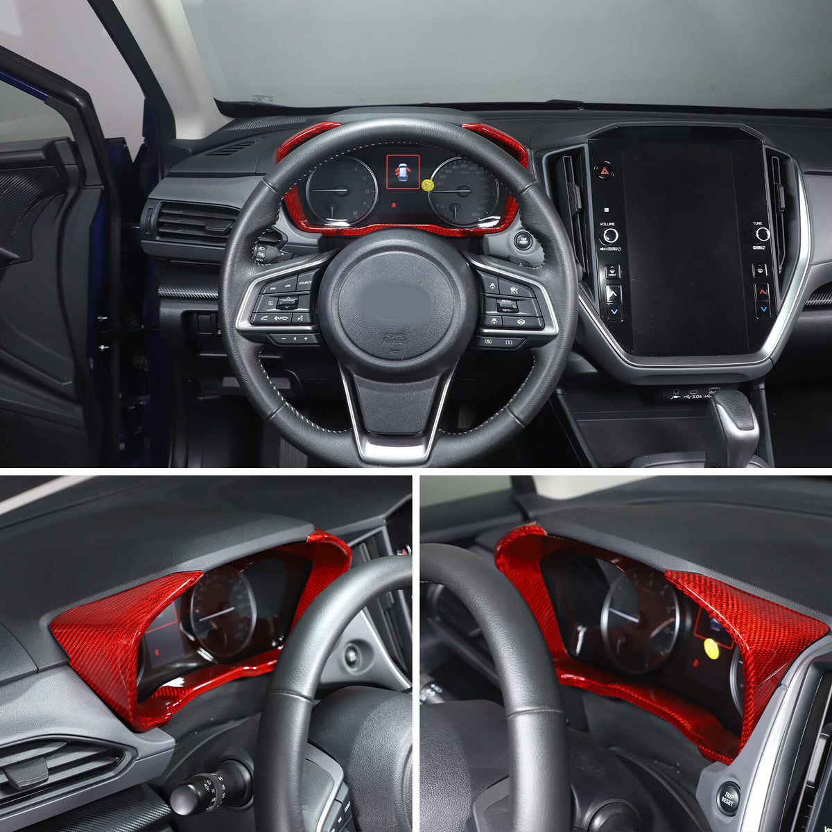 Red Real Carbon Fiber Center Dashboard Trim For Subaru Crosstrek 24+ 23