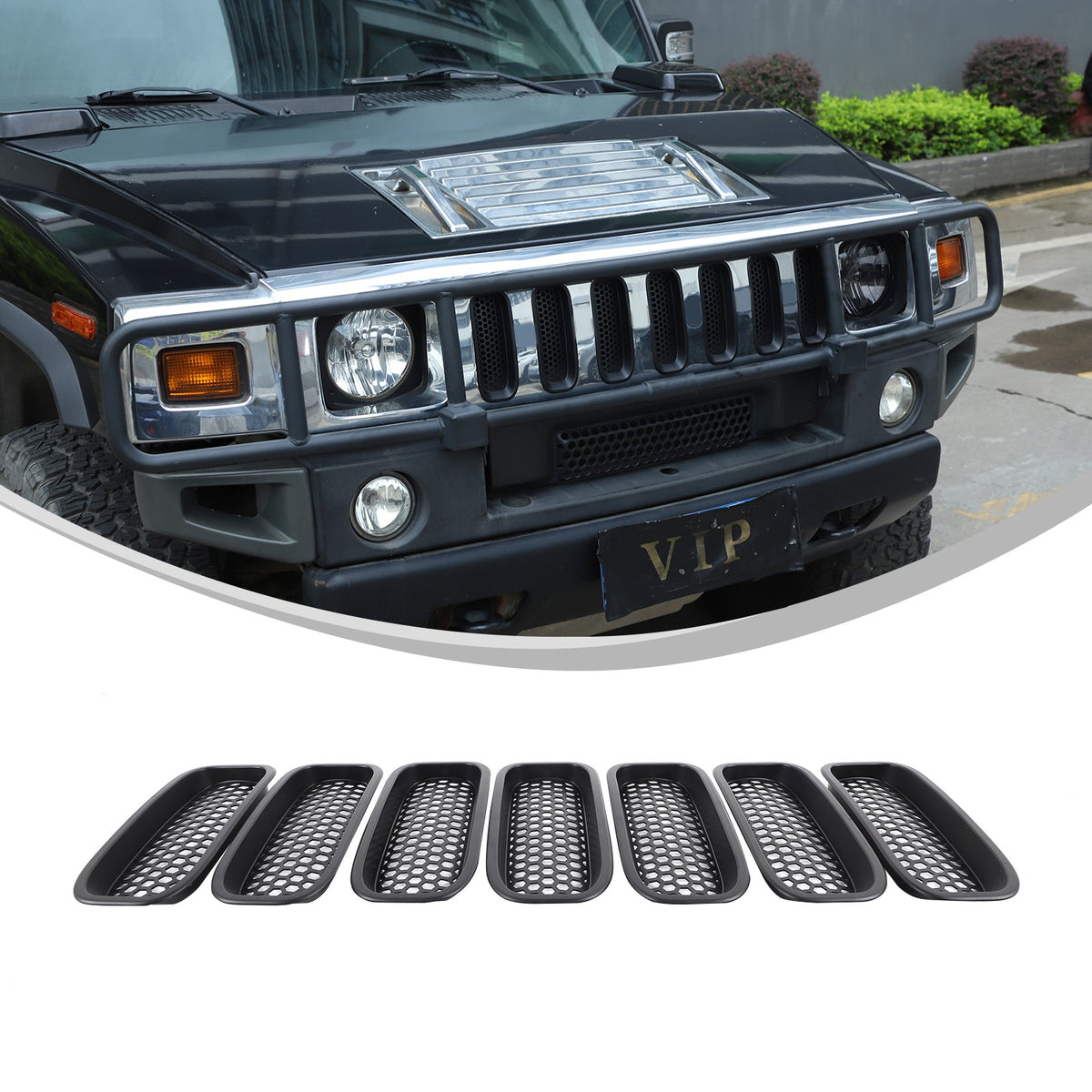 Black ABS Front Grille Anti-Insect Bug Screen Trim For Hummer H2 2003-2007 1