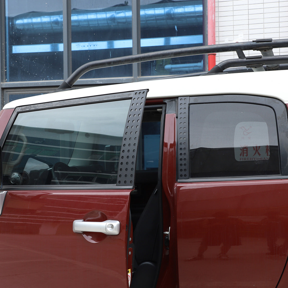 Black Aluminum Alloy Window Center Pillar Trim Panel For Toyota FJ Cruiser 07-21 20