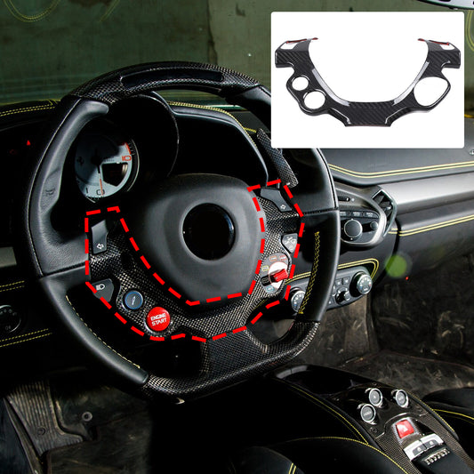 Real Carbon Fiber Steering Wheel Button Frame Trim For Ferrari 458 2011-2016 1