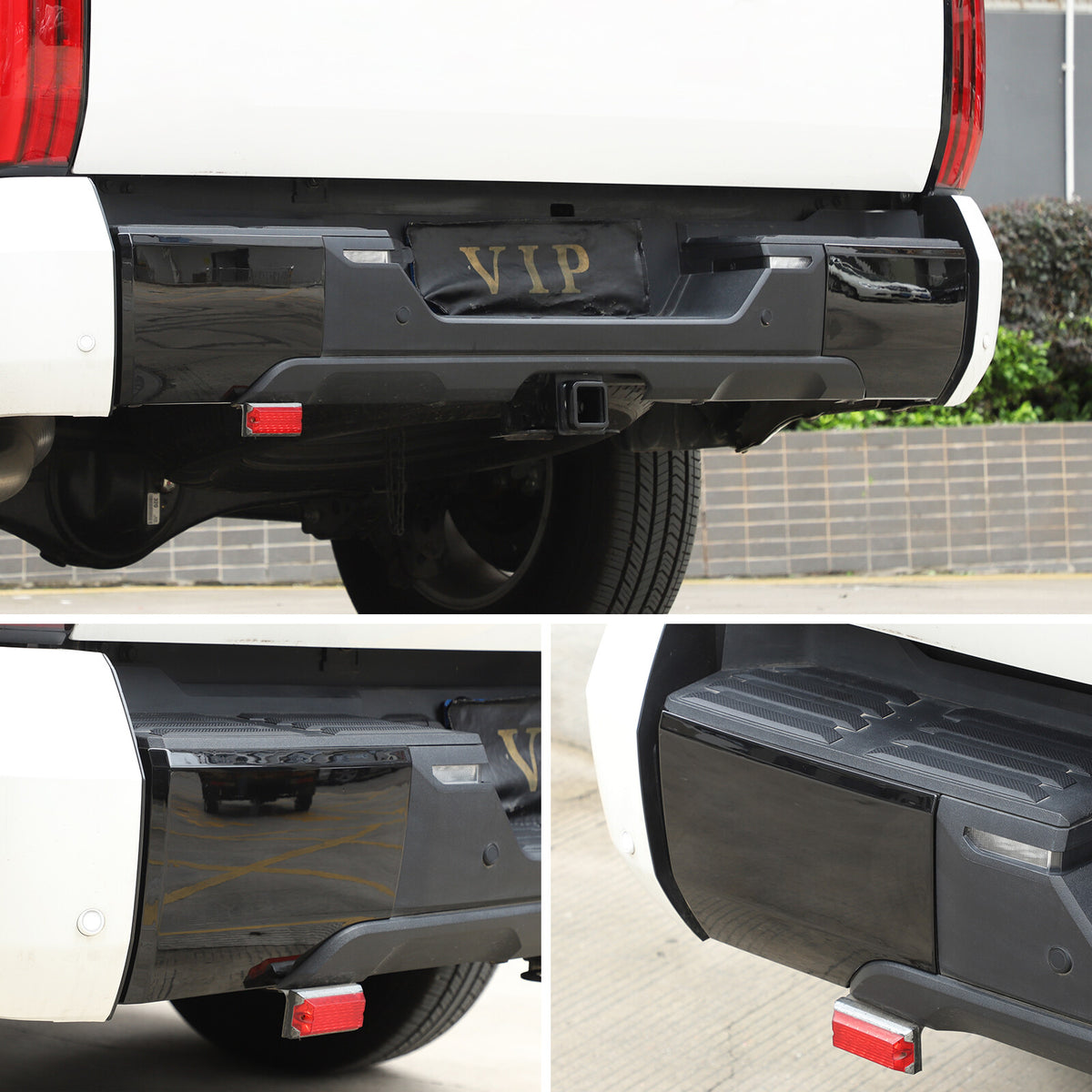 Glossy Piano Black ABS Rear Bumper Panel Trim Cover For Toyota Tundra 2022+ 12