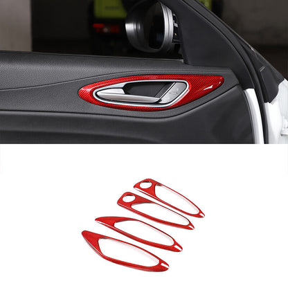 Red Carbon Fiber Style Inner Door Handle Frame Trim For Alfa Romeo Giulia 17-19 1