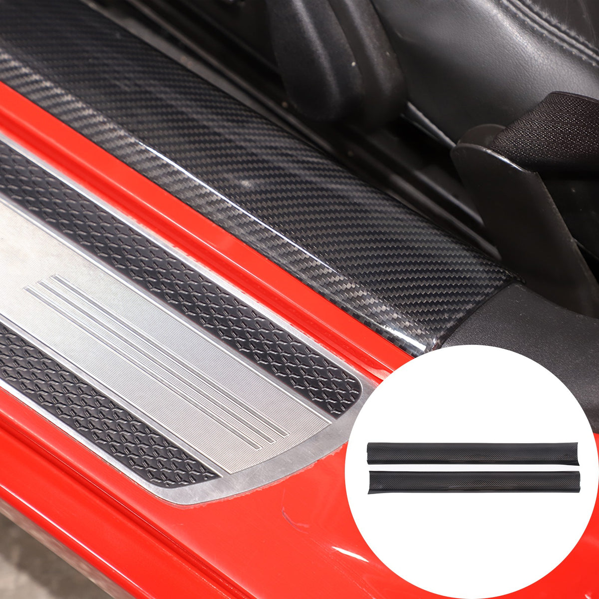 Real Carbon Fiber Built In Scuff Door Sill Bar Plate For Corvette C6 2005-2013 10
