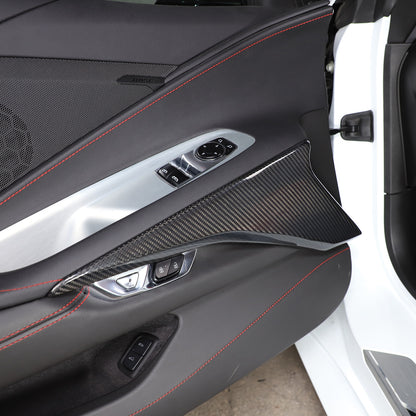 Real Carbon Fiber Interior Lower Door Panel Trim Cover For Corvette C8 2020-UP 3