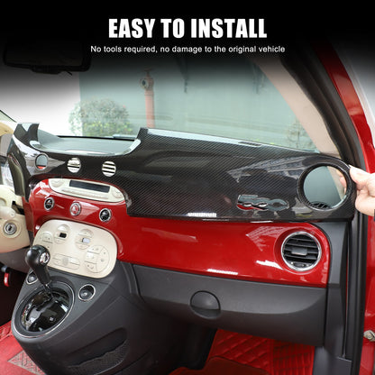 Real Carbon Fiber Dashboard Panel Trim Cover For Fiat 500 312 2007-2015 7
