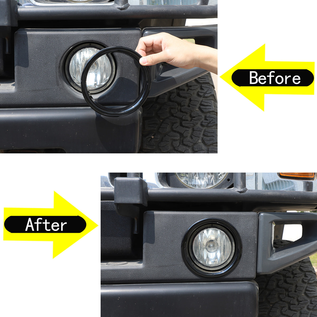 Glossy Piano Black Front Bumper Exterior Trim Cover Set For Hummer H2 2003-2009 - Styles 6-10 3