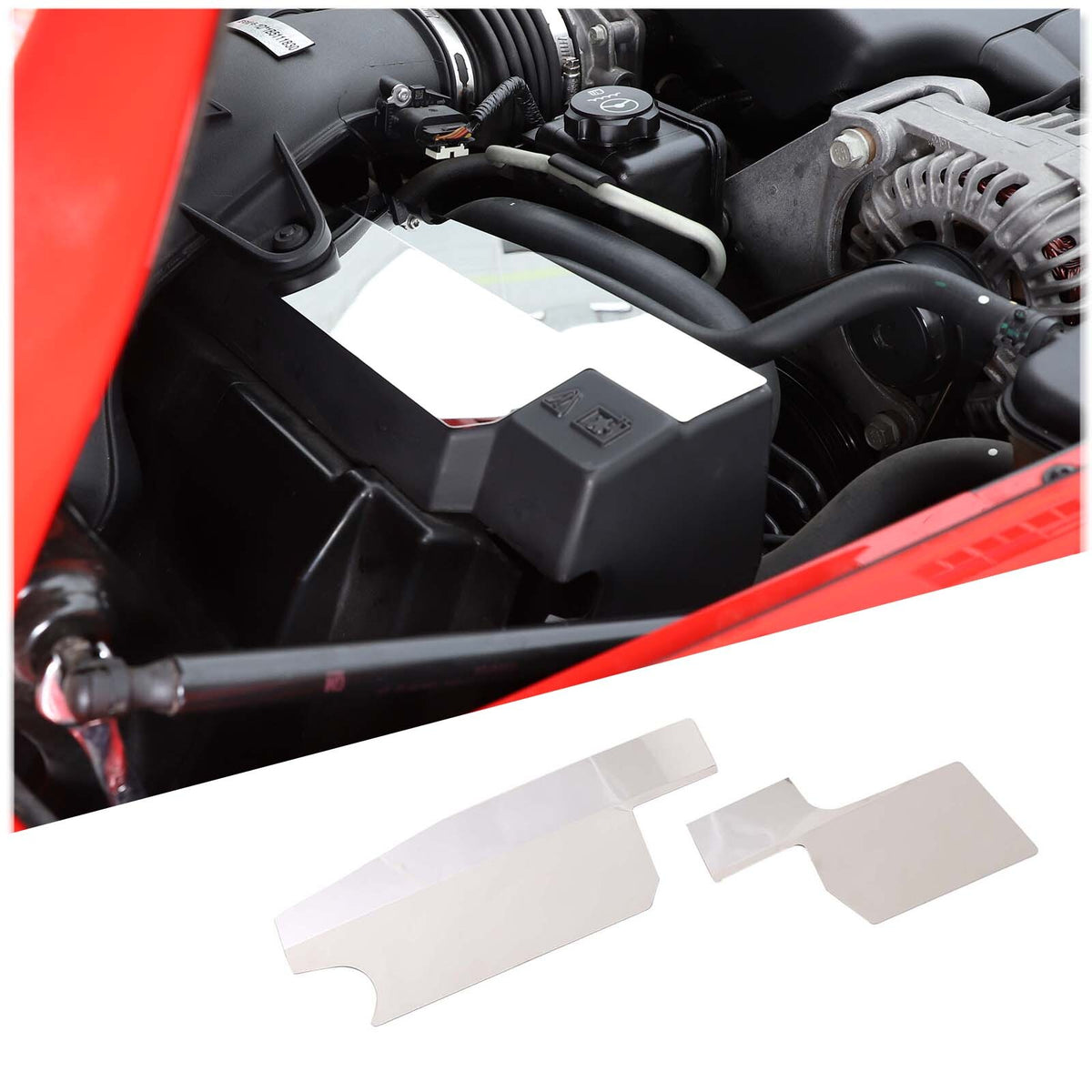 Silver Stainless steel RADIATOR SHROUD COVER Engine Trim For Corvette C6 05-13 2
