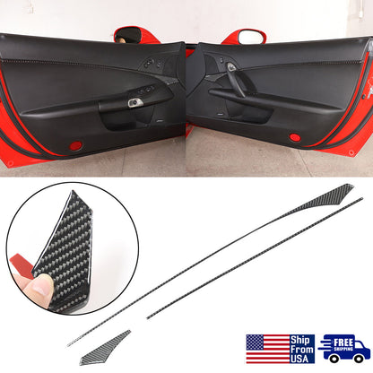 4pcs Carbon Fiber Door Waist Panel trim Sticker Set For Corvette C6 05-13 US 4