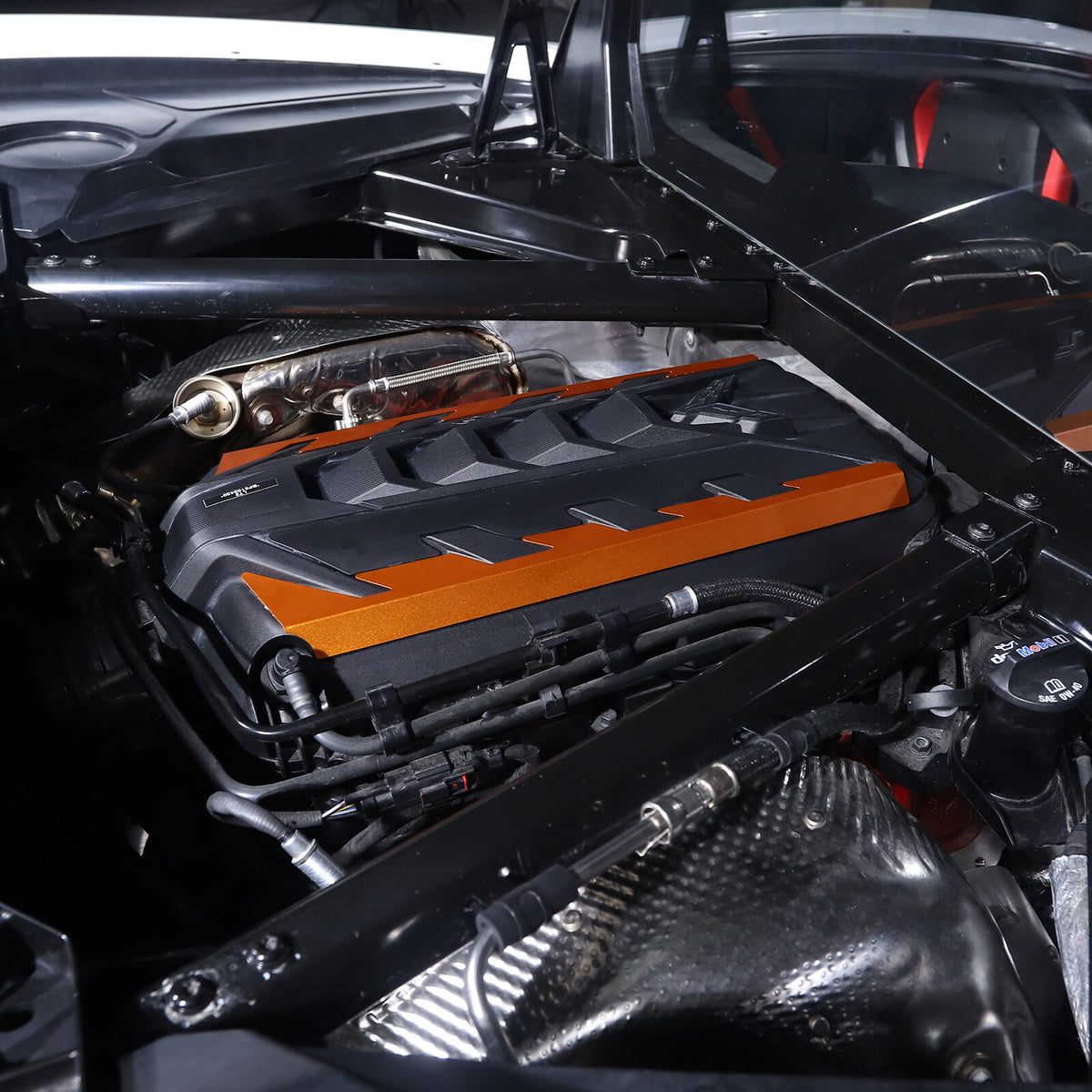 Orange Aluminum Engine Bay Engine Side Cover Plate Trim For Corvette C8 2020-26 18
