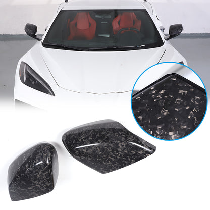 Forged Real Carbon Fiber Side Review Mirror Cover Trim For Corvette C8 2020-26 1