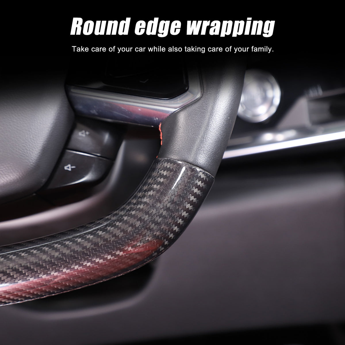 Red Top Real Carbon Fiber Steering Wheel Trim Cover For Corvette C8 2020+ 18