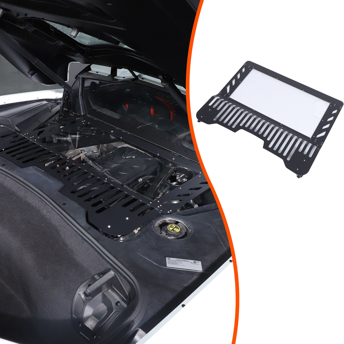 Black Aluminum Engine Hood Transparent Panel Cover Trim For Corvette C8 20+ 5