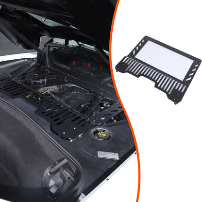 Black Aluminum Engine Hood Transparent Panel Cover Trim For Corvette C8 20+ 5