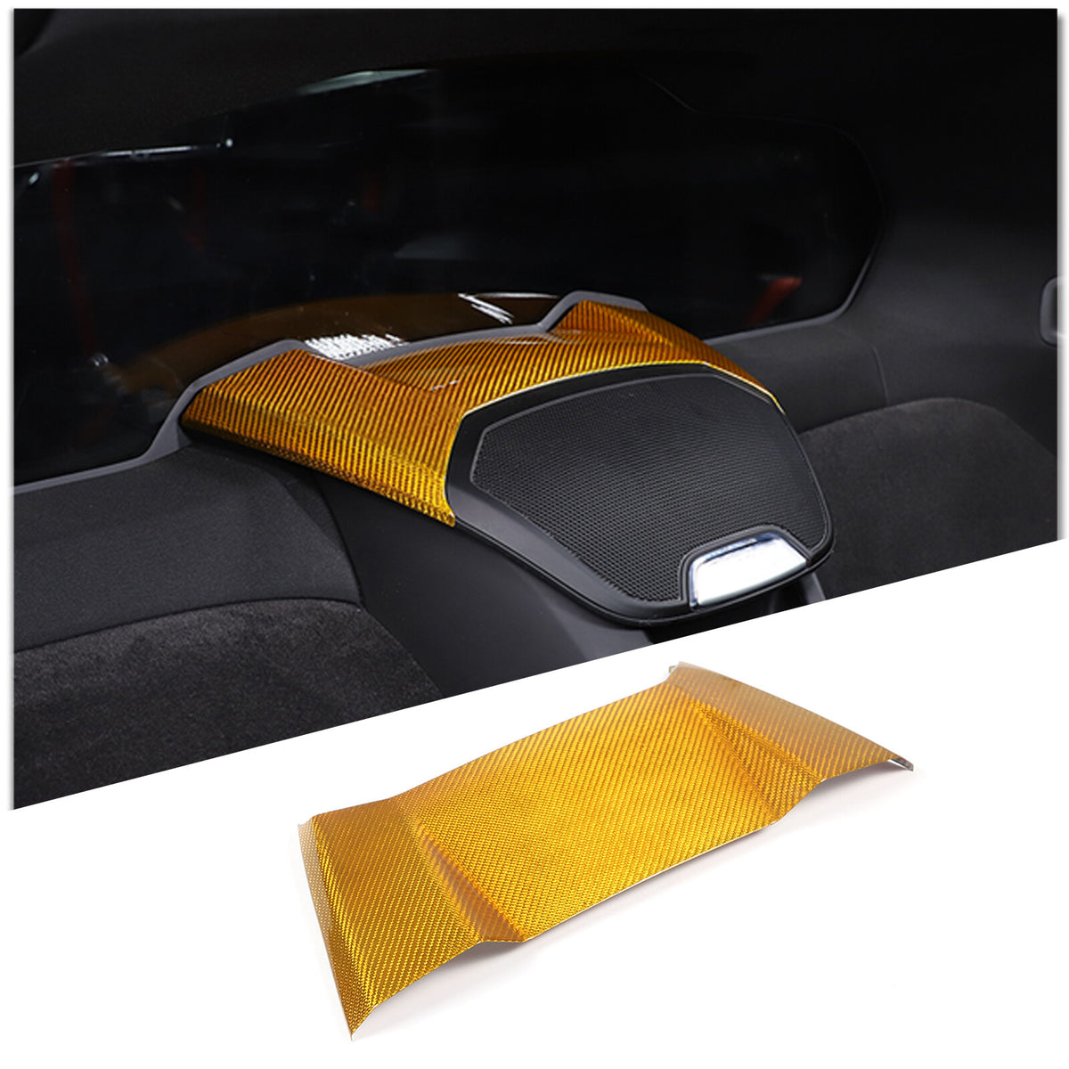 Yellow Carbon Fiber Rear Speaker Top Upper Cover Trim For Corvette C8 Coupe 2026 4