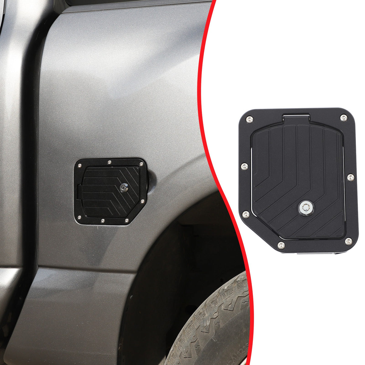 Black Aluminum Door Fuel Tank Cover W/ Lock Gas Cap Trim For Nissan Titan 16-23 2