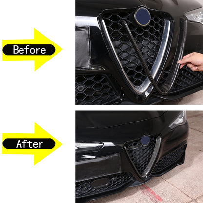 Real Carbon Fiber V-Shape Grille Cover Trim For Alfa Romeo Giulia 2017-2021 3