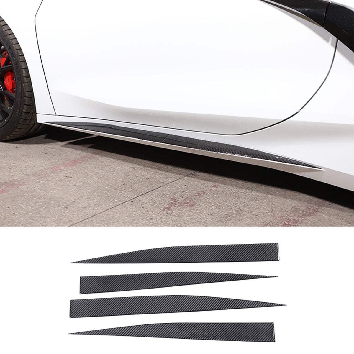 4PCS Soft Carbon Fiber Side Skirt Body Protector Trim For Corvette C8 2020-26 US 4