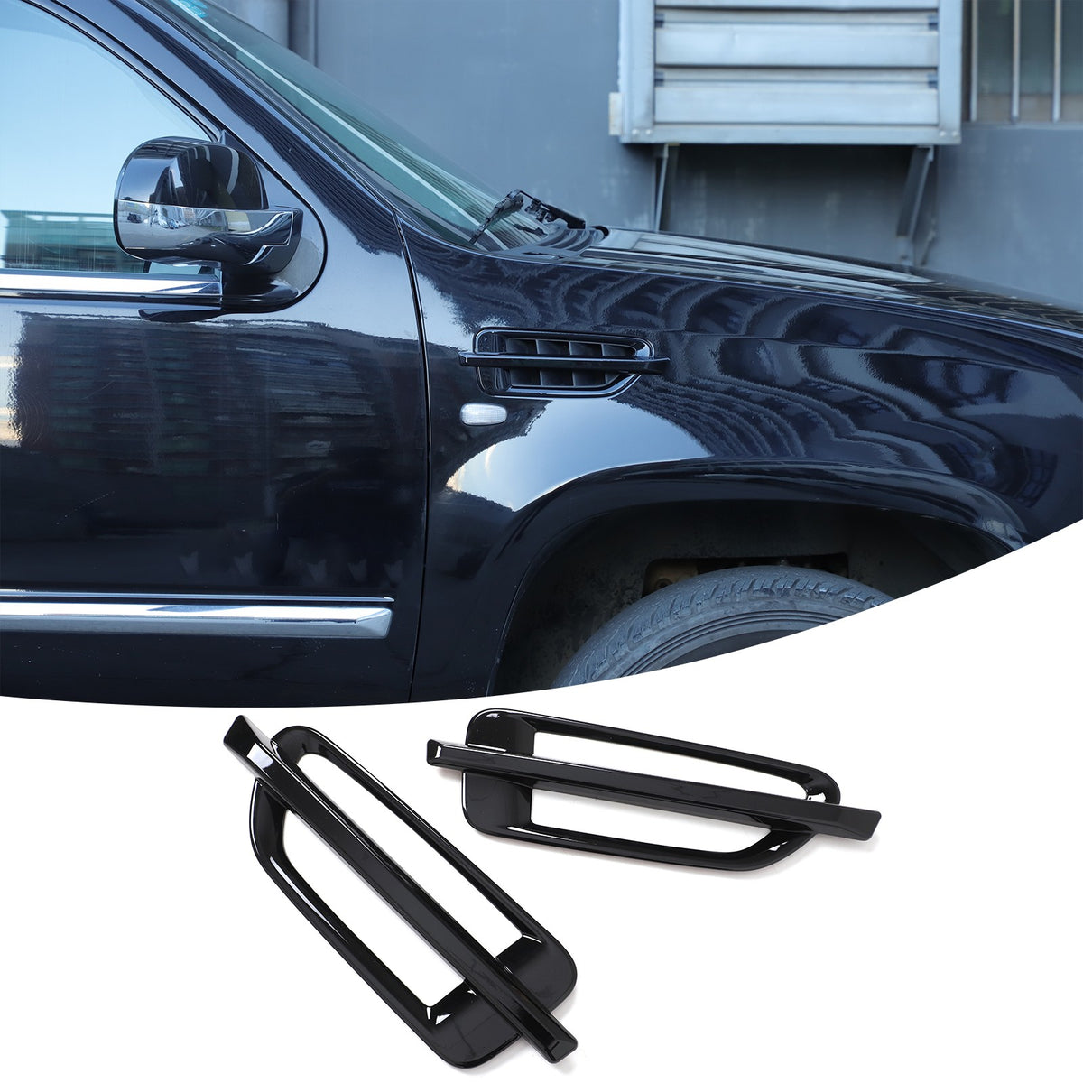 Glossy Piano Black Side Air Fender Vent Trim For Cadillac Escalade 2007-2014 6