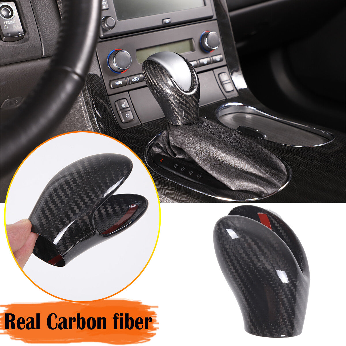 Real Carbon Fiber Car Gear Shift Knob Cover Head Trim For Corvette C6 2005-2013 1