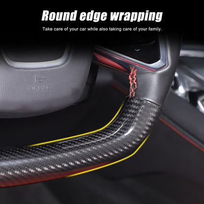 Yellow Top Real Carbon Fiber Steering Wheel Cover Trim For Corvette C8 20+ 12