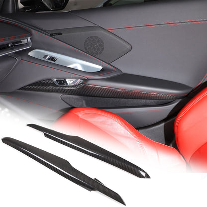 Real Carbon fiber Interior Inner Door Panel Cover Trim for Corvette C8 20-26 US 2