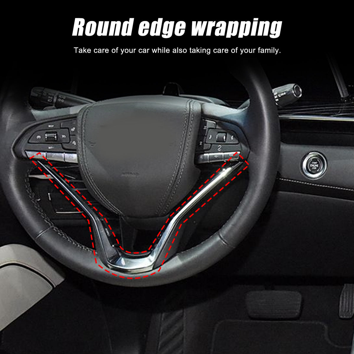 Red Real Carbon Fiber Steering Wheel Base Cover Trim For Cadillac Escalade 2021+ 5