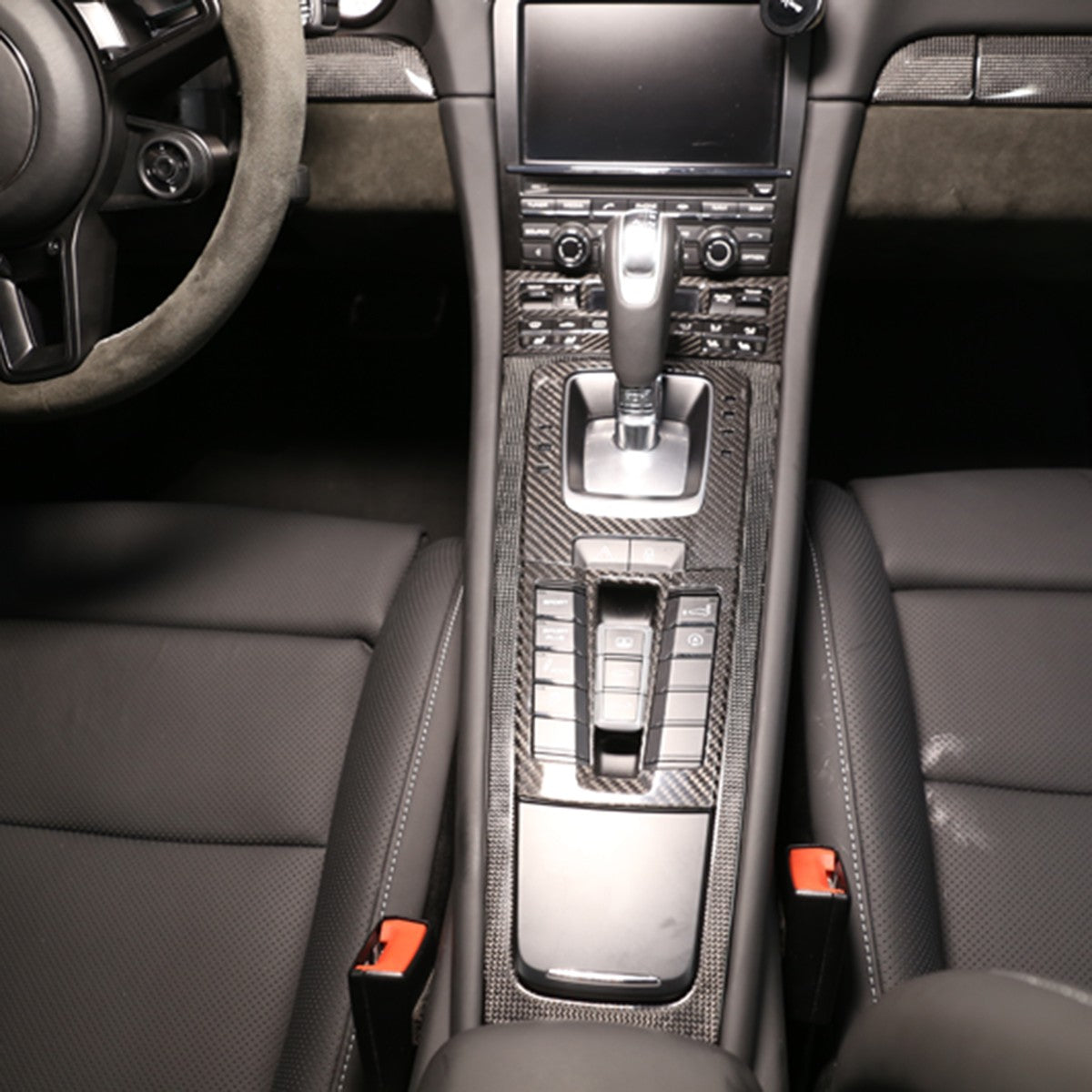 Real Carbon Fiber Center Console Gear Panel Trim Set for Porsche 718 911 12-18 13