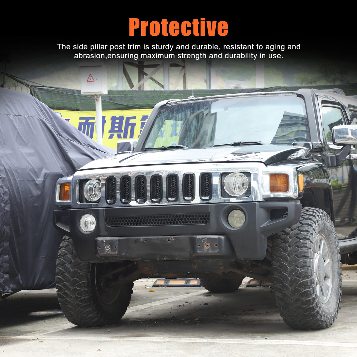 Black ABS Grille Insert Guard Insect Screen For Hummer H3 2005-2009 7