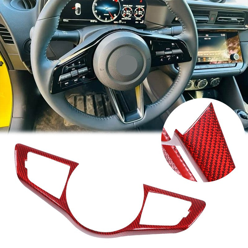 Red Real Carbon Fiber Steering Wheel Button Trim For Nissan 400Z Z34 20