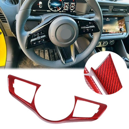 Red Real Carbon Fiber Steering Wheel Button Trim For Nissan 400Z Z34 20