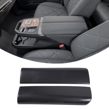 ABS Carbon Fiber Center Armrest Box Cover Trim For BMW iX I20 2022-2024 2