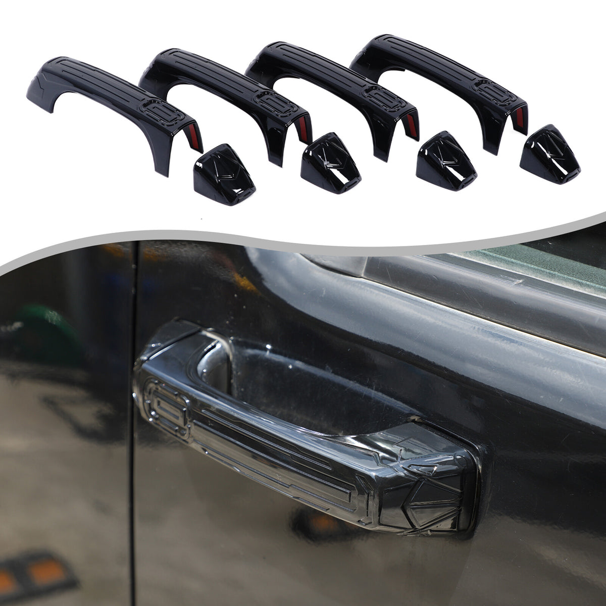 Mecha Glossy Piano Black Exterior Door Handle Cover for Hummer H3 2005-09 10